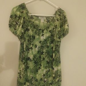 Carol Rose top Green with Black Leafs